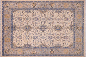 9x11 hand knotted transitional wool rug in ivory and gray - Oriental Armando