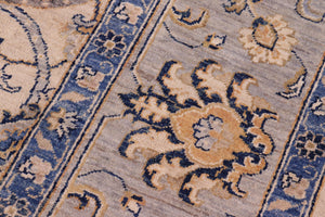 handmade Transitional Kafkaz Ivory Gray Hand Knotted RECTANGLE 100% WOOL area rug 9' x 11'