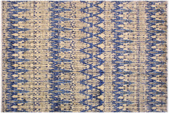 handmade Geometric Moroccan Ivory Blue Hand Knotted RECTANGLE 100% WOOL area rug 9' x 12'
