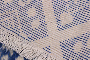 handmade Geometric Moroccan Blue Ivory Hand Knotted RECTANGLE 100% WOOL area rug 8' x 10'