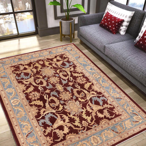 handmade Traditional Kafkaz Red Blue Hand Knotted RECTANGLE 100% WOOL area rug 10x14