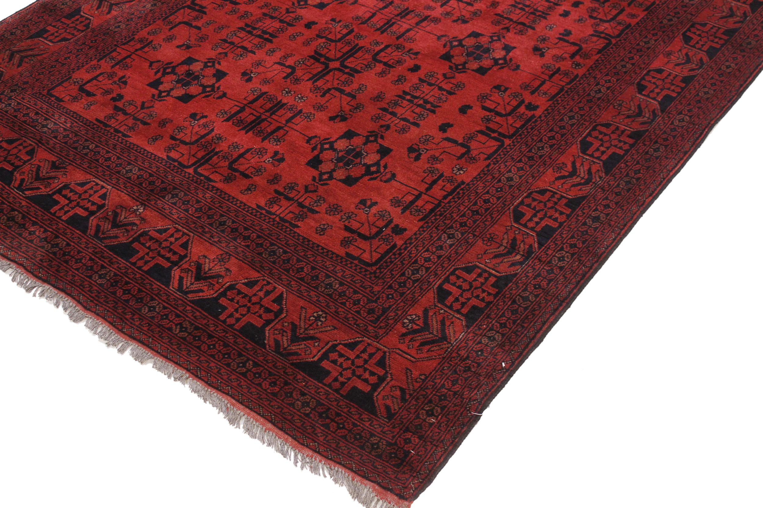 handmade Tribal Biljik Khal Mohammadi Drk. Red Black Hand Knotted RECTANGLE 100% WOOL area rug 6x8