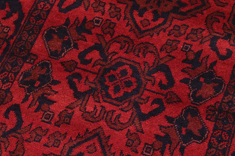 handmade Tribal Biljik Khal Mohammadi Drk. Red Black Hand Knotted RUNNER 100% WOOL Runner 3x10