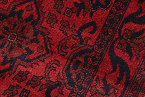 handmade Tribal Biljik Khal Mohammadi Drk. Red Black Hand Knotted RUNNER 100% WOOL Runner 3x10