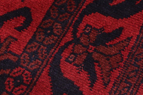 handmade Tribal Biljik Khal Mohammadi Drk. Red Black Hand Knotted RUNNER 100% WOOL Runner 3x10