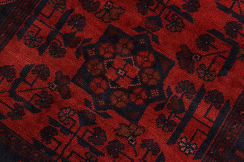 handmade Tribal Biljik Khal Mohammadi Drk. Red Black Hand Knotted RUNNER 100% WOOL Runner 3x10