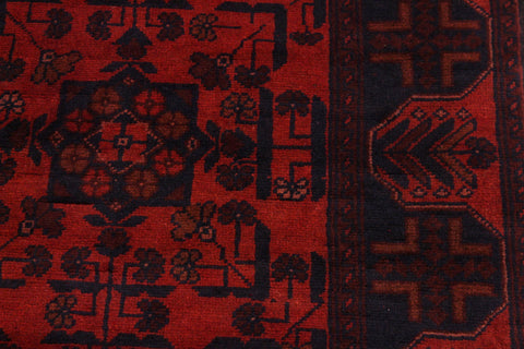 handmade Tribal Biljik Khal Mohammadi Drk. Red Black Hand Knotted RUNNER 100% WOOL Runner 3x10