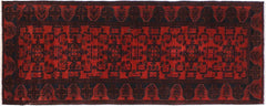 handmade Tribal Biljik Khal Mohammadi Drk. Red Black Hand Knotted RUNNER 100% WOOL Runner 3x10