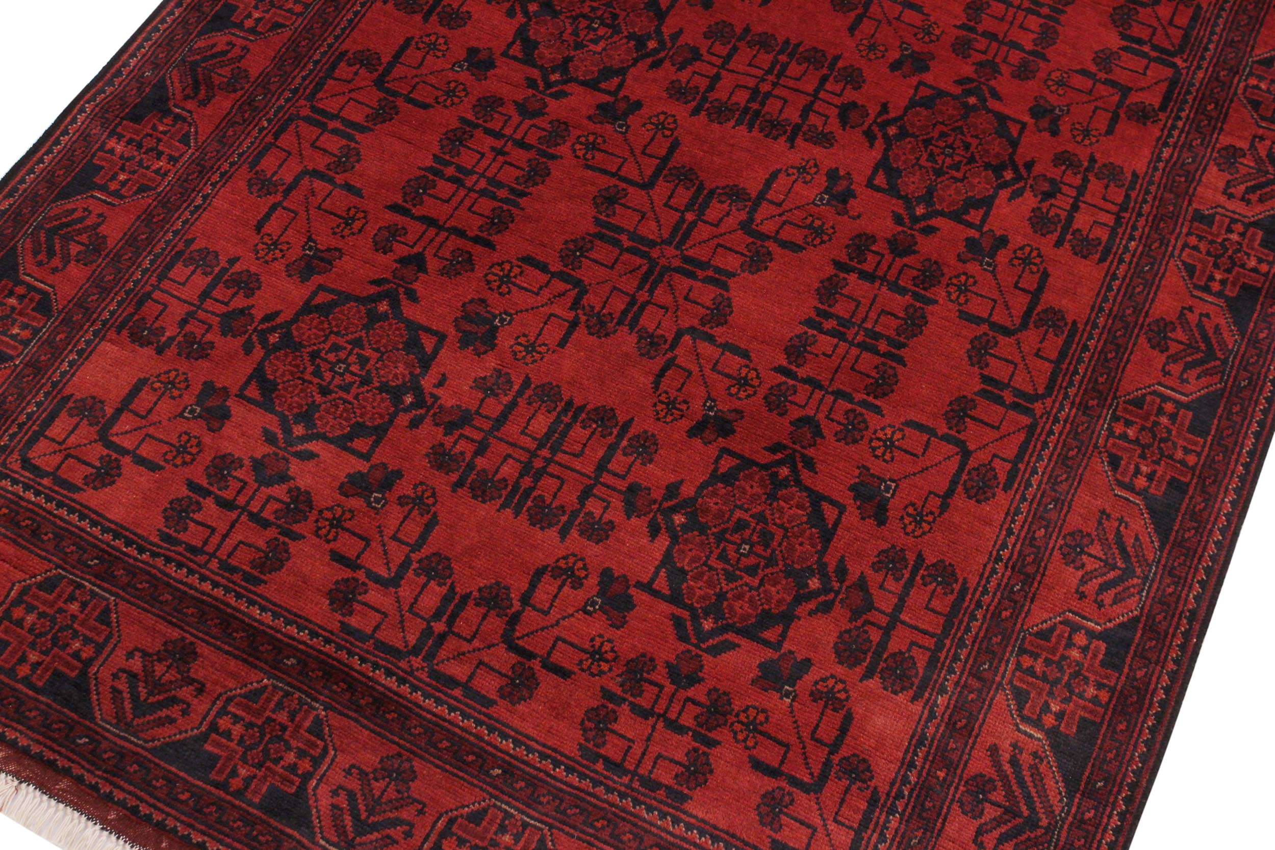 handmade Tribal Biljik Khal Mohammadi Drk. Red Black Hand Knotted RECTANGLE 100% WOOL area rug 4x6