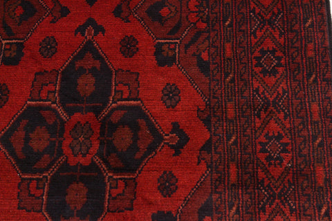 handmade Tribal Biljik Khal Mohammadi Drk. Red Black Hand Knotted RUNNER 100% WOOL Runner 3x10
