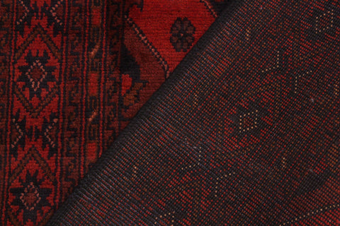 handmade Tribal Biljik Khal Mohammadi Drk. Red Black Hand Knotted RUNNER 100% WOOL Runner 3x10