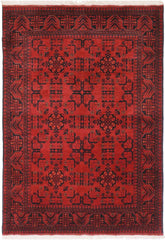 handmade Tribal Biljik Khal Mohammadi Drk. Red Black Hand Knotted RECTANGLE 100% WOOL area rug 4x6
