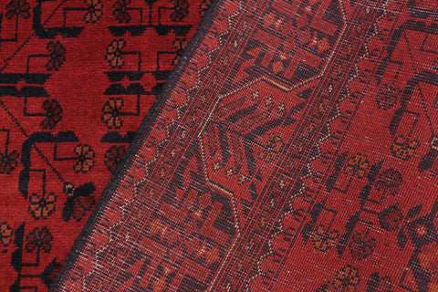 handmade Tribal Biljik Khal Mohammadi Drk. Red Black Hand Knotted RECTANGLE 100% WOOL area rug 4x6