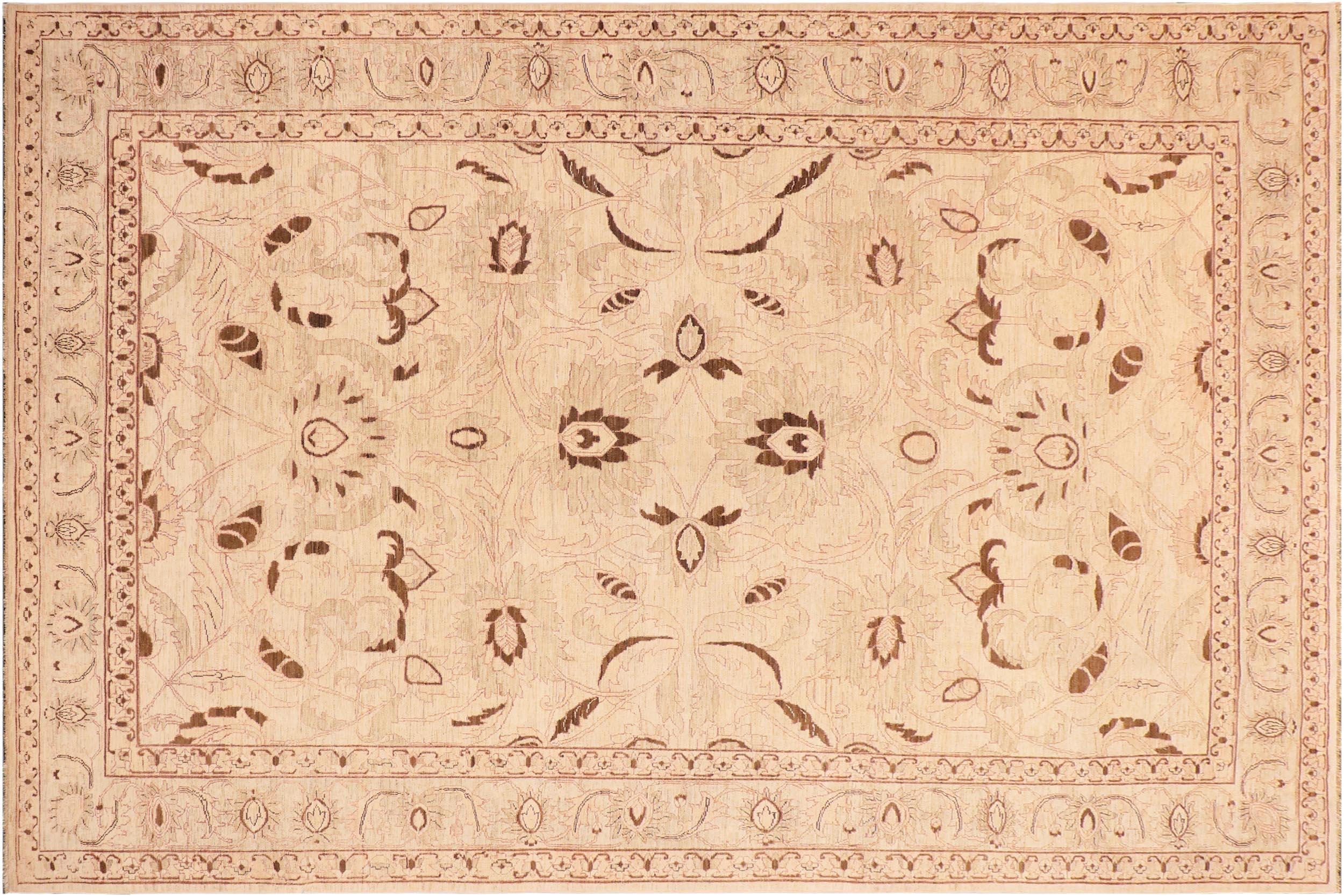 handmade Traditional Kafkaz Beige Brown Hand Knotted RECTANGLE 100% WOOL area rug 10x13