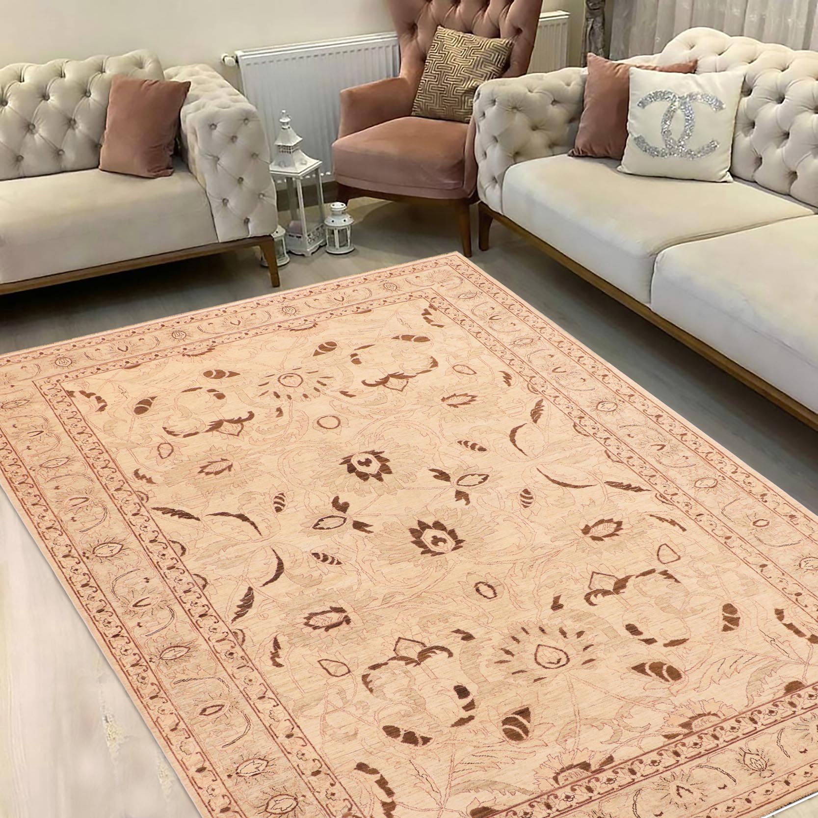 handmade Traditional Kafkaz Beige Brown Hand Knotted RECTANGLE 100% WOOL area rug 10x13
