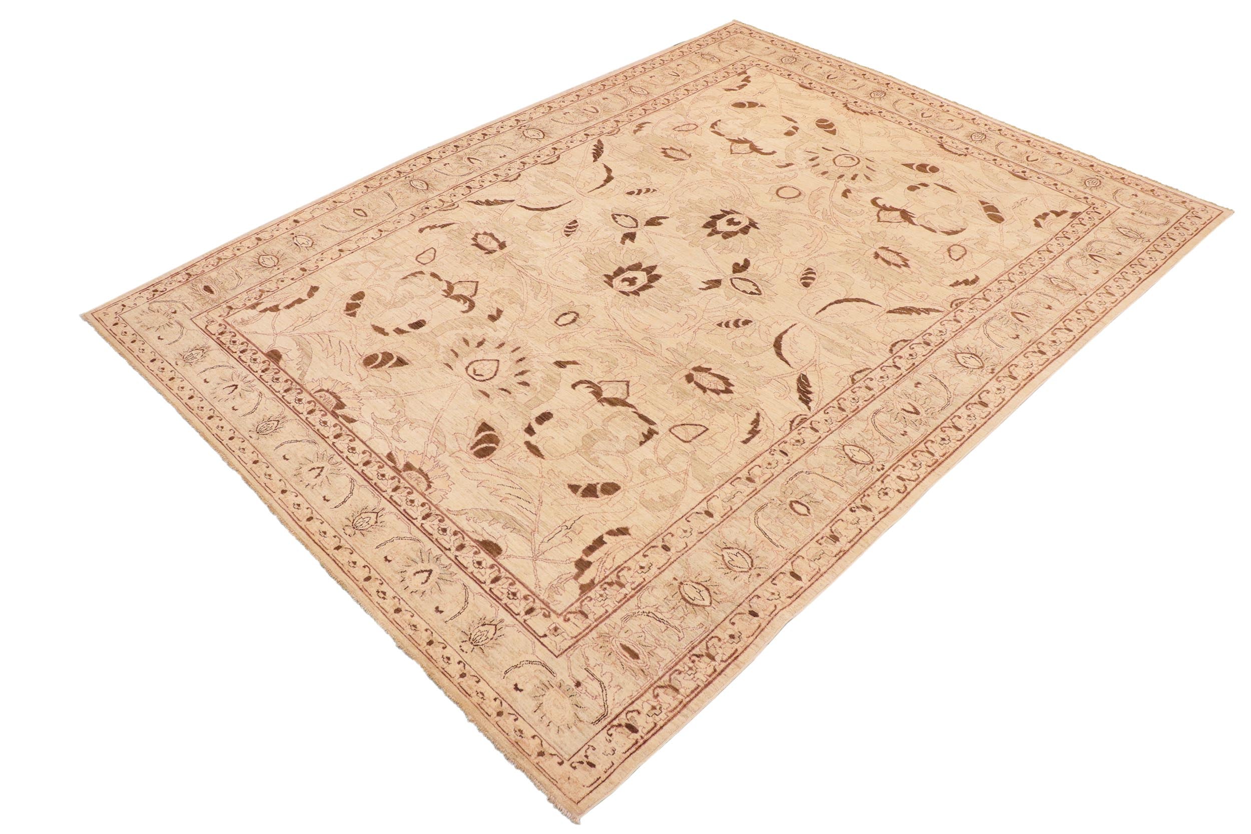 handmade Traditional Kafkaz Beige Brown Hand Knotted RECTANGLE 100% WOOL area rug 10x13
