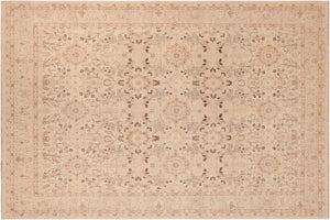 10x13 hand knotted transitional wool rug in tan and brown - Classic Jeannett