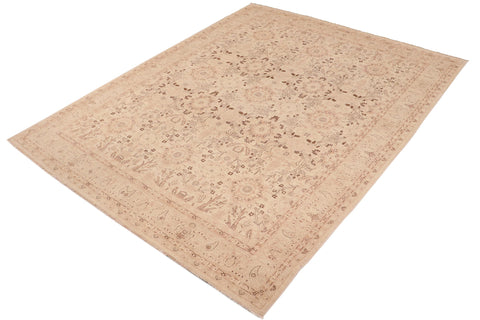 handmade Transitional Kafkaz Tan Brown Hand Knotted RECTANGLE 100% WOOL area rug 10' x 13'
