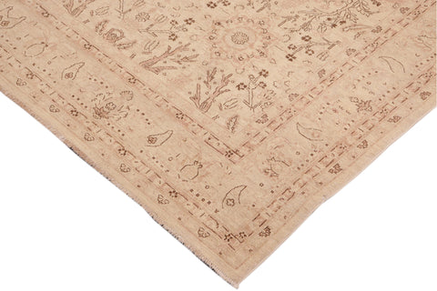 handmade Transitional Kafkaz Tan Brown Hand Knotted RECTANGLE 100% WOOL area rug 10' x 13'