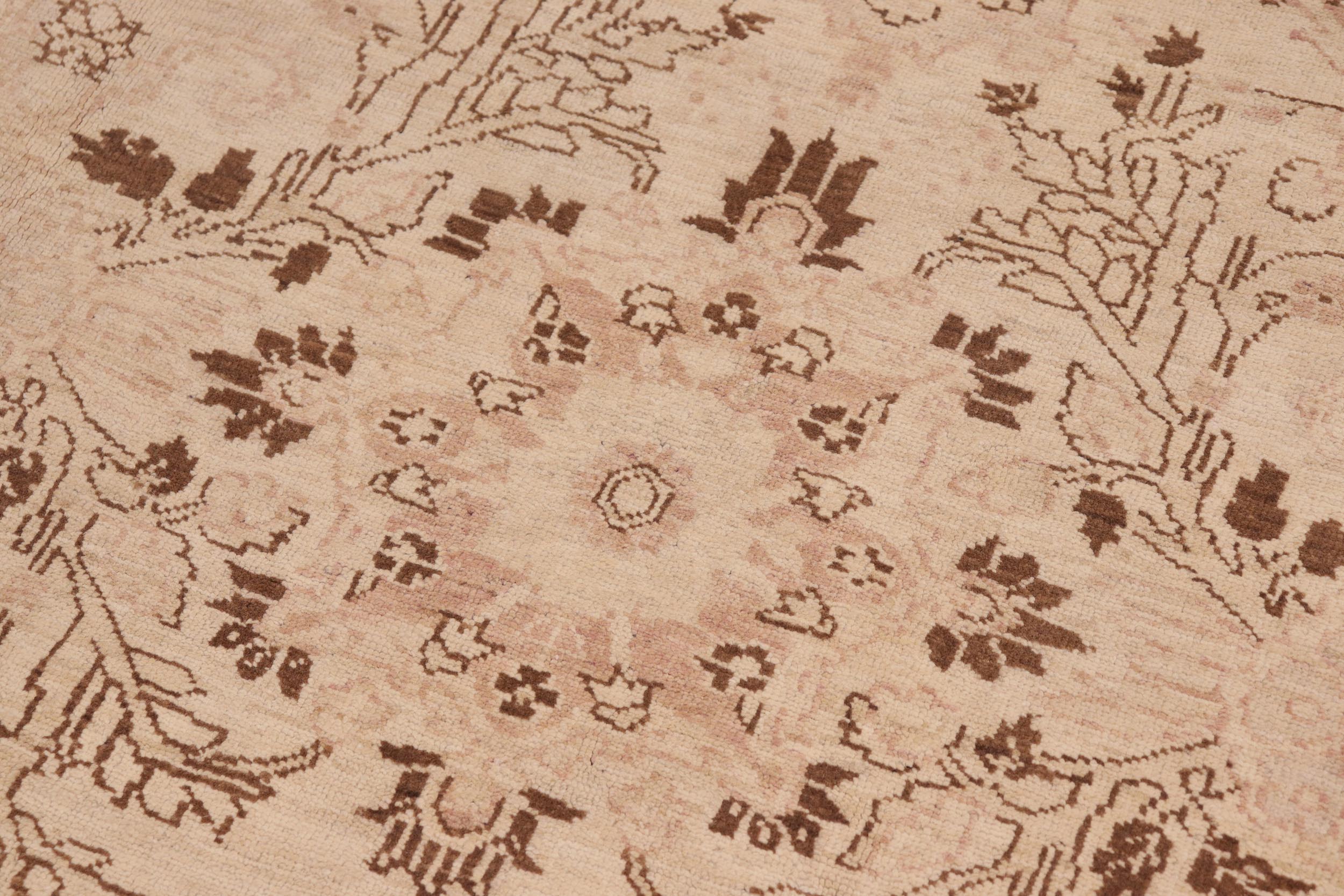 handmade Transitional Kafkaz Tan Brown Hand Knotted RECTANGLE 100% WOOL area rug 10' x 13'