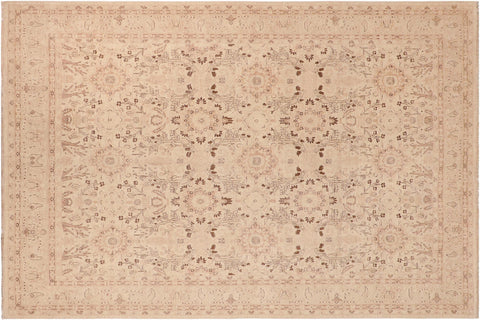 handmade Transitional Kafkaz Tan Brown Hand Knotted RECTANGLE 100% WOOL area rug 10' x 13'