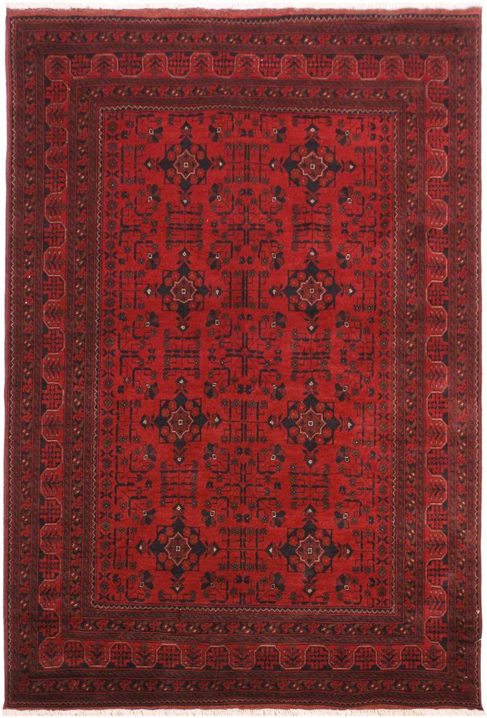 handmade Tribal Biljik Khal Mohammadi Drk. Red Black Hand Knotted RECTANGLE 100% WOOL area rug 6x8