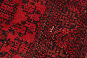 handmade Tribal Biljik Khal Mohammadi Red Black Hand Knotted RECTANGLE 100% WOOL area rug 5x7