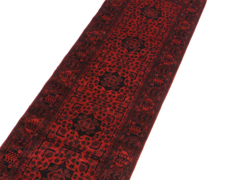 handmade Tribal Biljik Khal Mohammadi Drk. Red Black Hand Knotted RUNNER 100% WOOL Runner 3x10