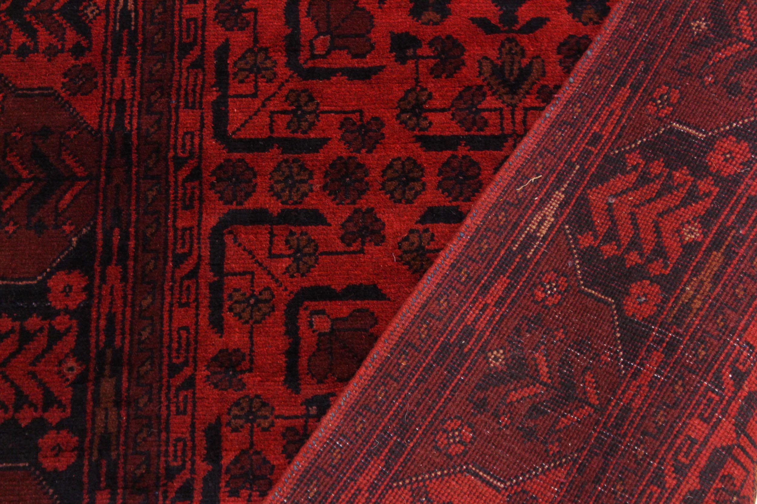 handmade Tribal Biljik Khal Mohammadi Drk. Red Black Hand Knotted RUNNER 100% WOOL Runner 3x10