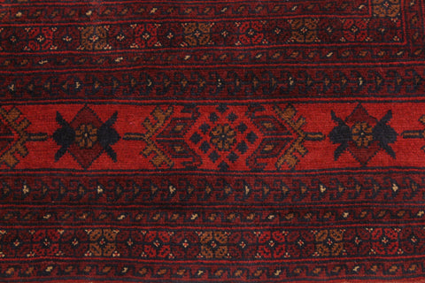 handmade Tribal Biljik Khal Mohammadi Drk. Red Black Hand Knotted RECTANGLE 100% WOOL area rug 4x7