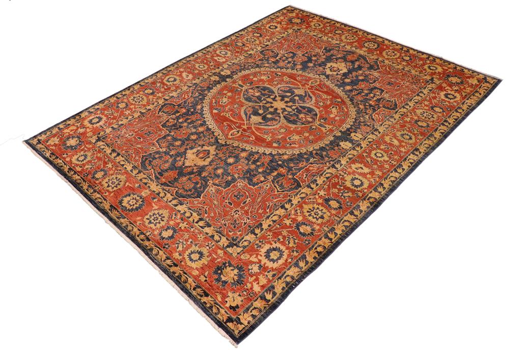 handmade Traditional Kafkaz Blue Rust Hand Knotted RECTANGLE 100% WOOL area rug 10 x 14