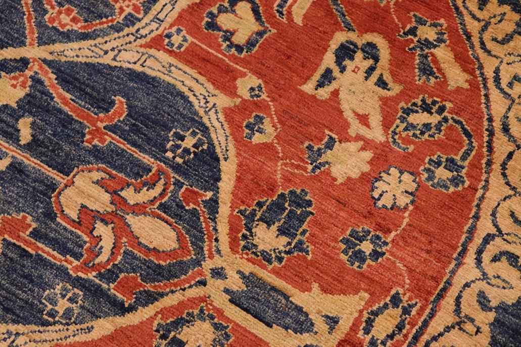 handmade Traditional Kafkaz Blue Rust Hand Knotted RECTANGLE 100% WOOL area rug 10 x 14