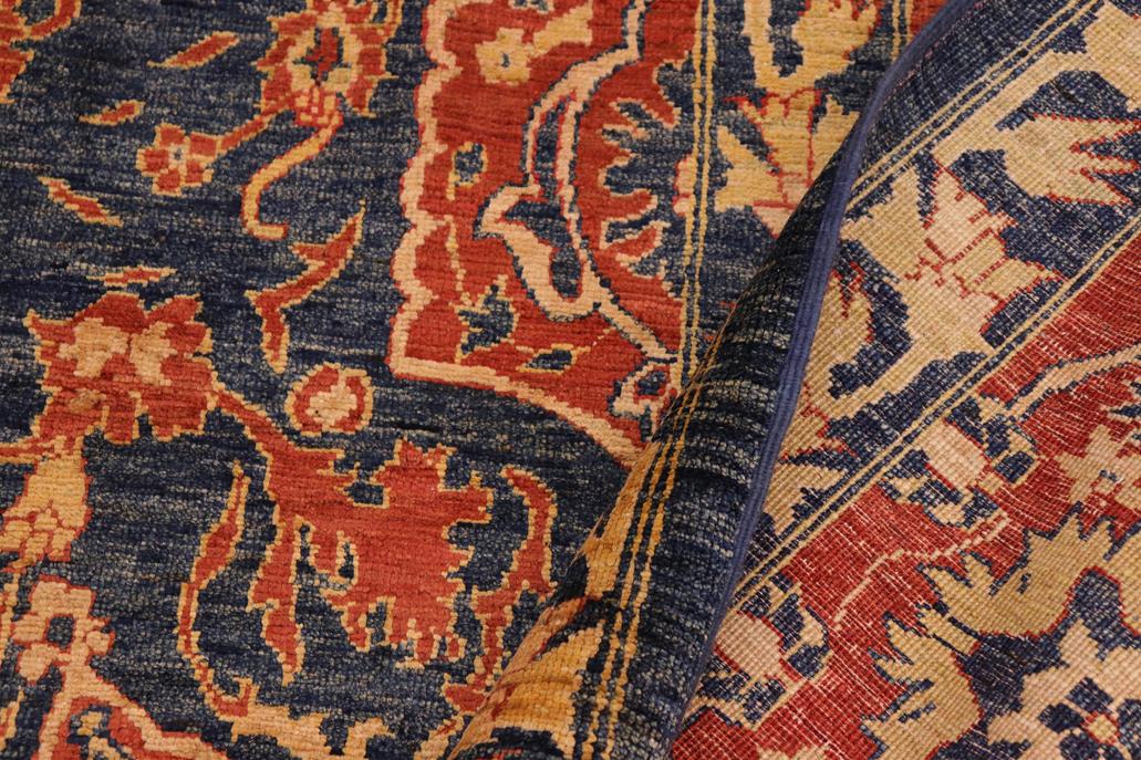 handmade Traditional Kafkaz Blue Rust Hand Knotted RECTANGLE 100% WOOL area rug 10 x 14