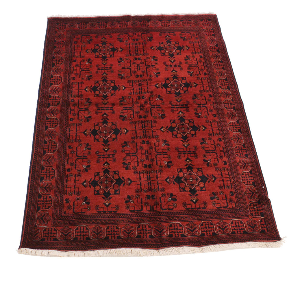 handmade Tribal Biljik Khal Mohammadi Drk. Red Black Hand Knotted RECTANGLE 100% WOOL area rug 4x6
