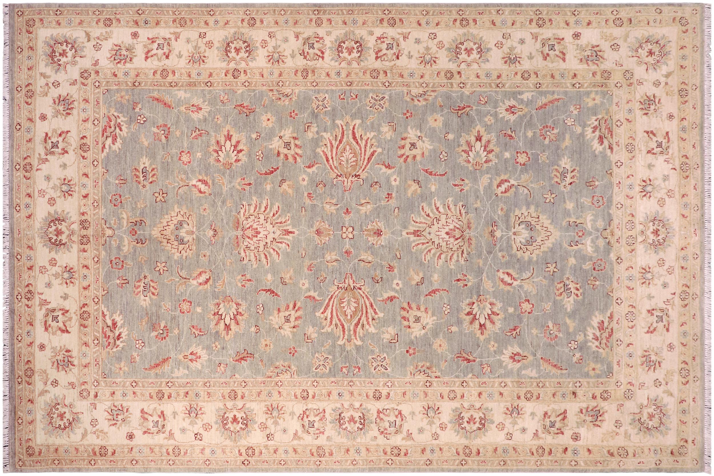 handmade Traditional Kafkaz Gray Beige Hand Knotted RECTANGLE 100% WOOL area rug 7x11