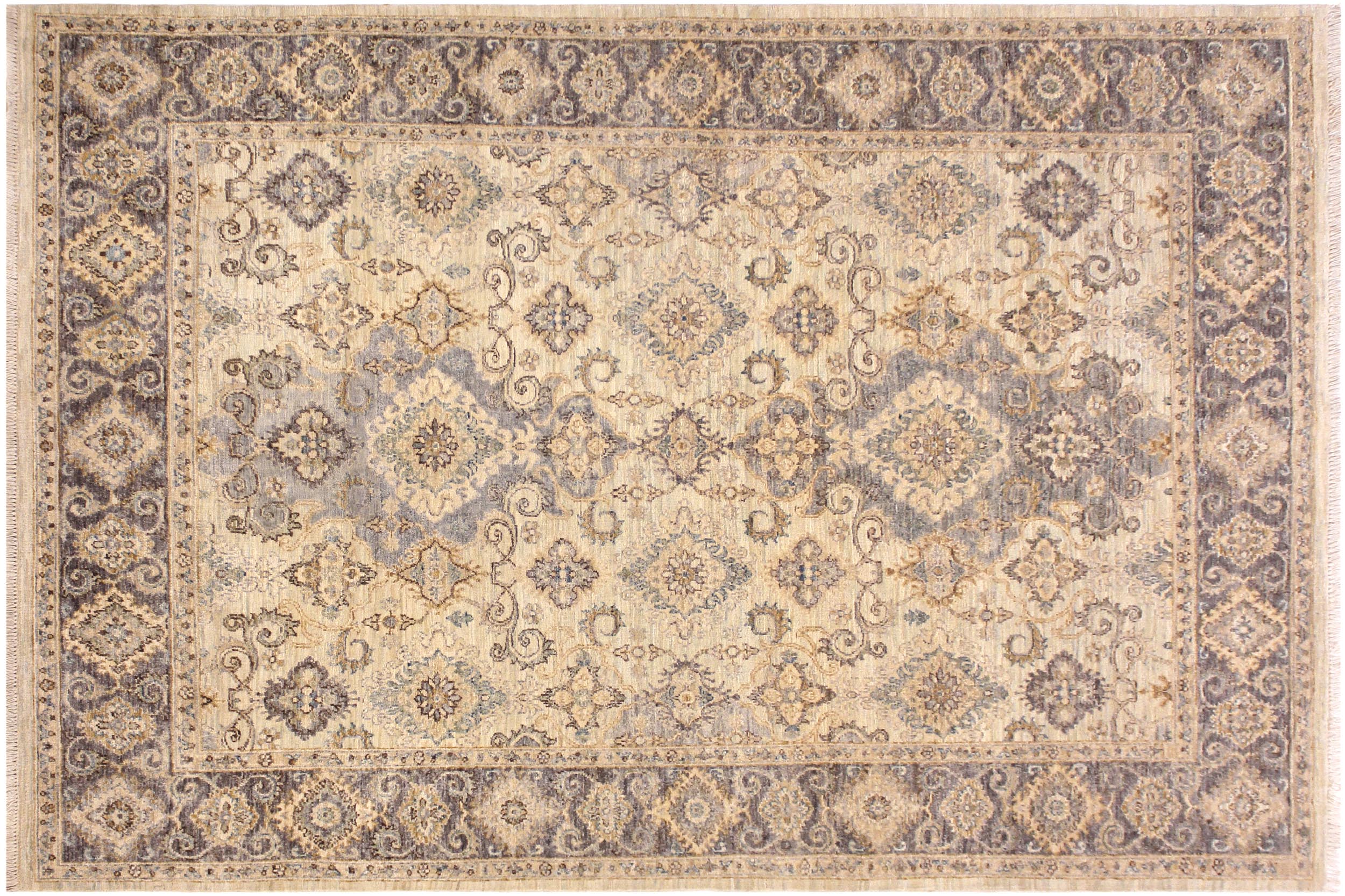 handmade Traditional Kafkaz Lt. Blue Drk. Gray Hand Knotted RECTANGLE 100% WOOL area rug 6x7