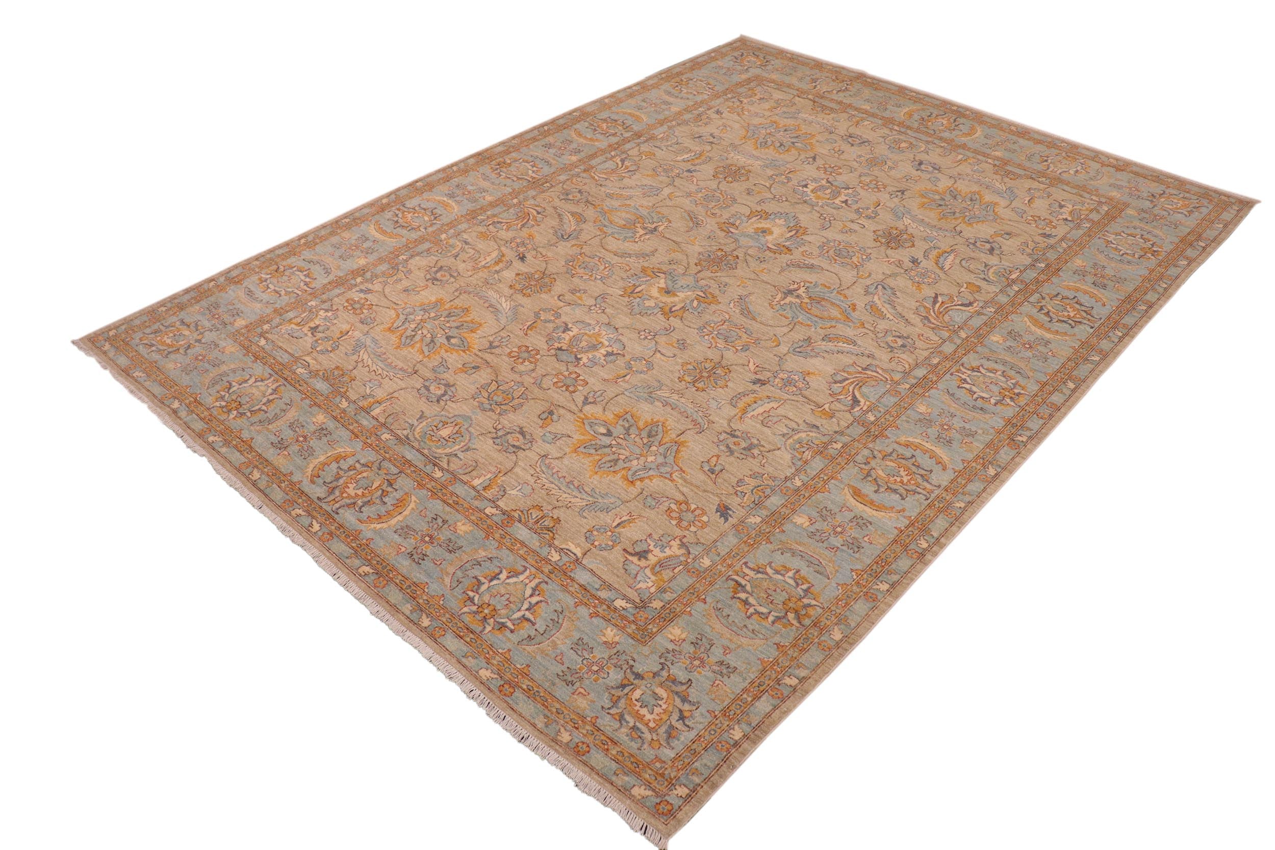 handmade Traditional Kafkaz Gray Blue Hand Knotted RECTANGLE 100% WOOL area rug 10x14