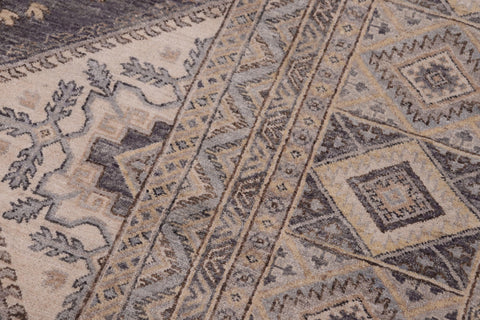 handmade Transitional Kafkaz Drk. Gray Ivory Hand Knotted RECTANGLE 100% WOOL area rug 12' x 17'