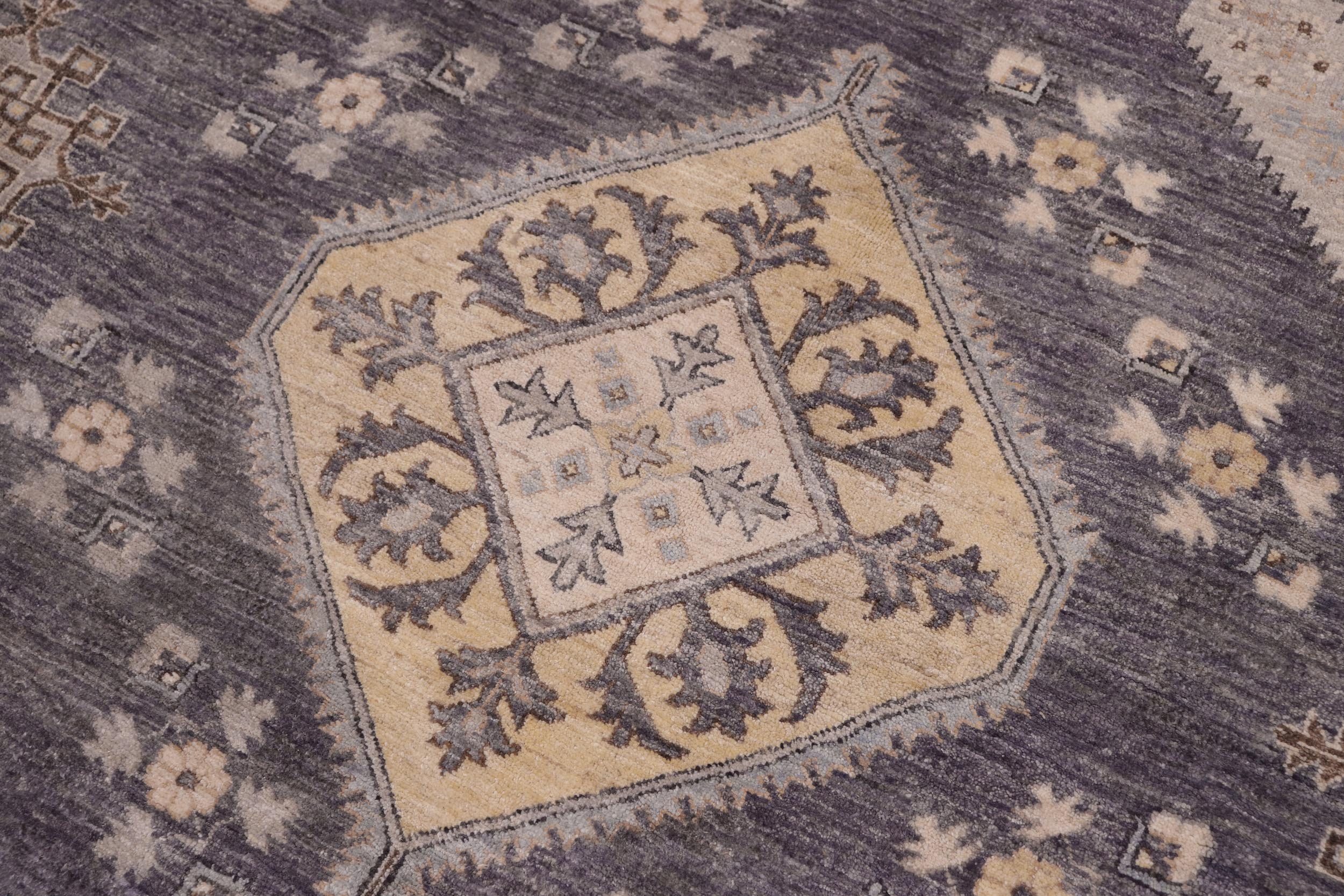 handmade Transitional Kafkaz Drk. Gray Ivory Hand Knotted RECTANGLE 100% WOOL area rug 12' x 17'