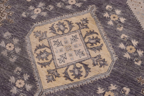 handmade Transitional Kafkaz Drk. Gray Ivory Hand Knotted RECTANGLE 100% WOOL area rug 12' x 17'