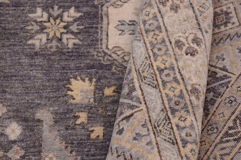 handmade Transitional Kafkaz Drk. Gray Ivory Hand Knotted RECTANGLE 100% WOOL area rug 12' x 17'