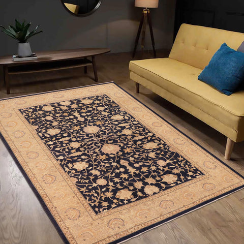 handmade Traditional Kafkaz Blue Gold Hand Knotted RECTANGLE 100% WOOL area rug 10x14