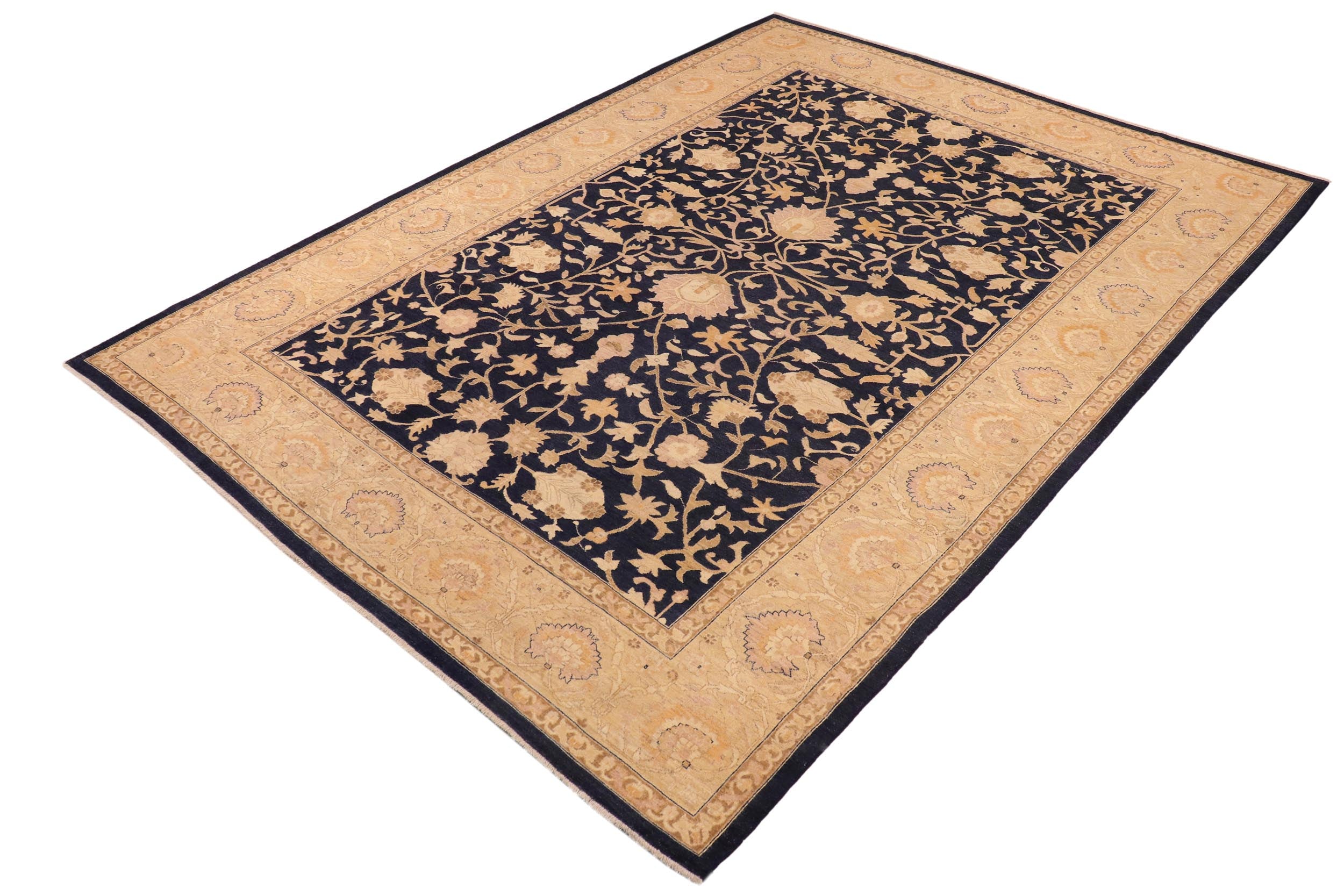 handmade Traditional Kafkaz Blue Gold Hand Knotted RECTANGLE 100% WOOL area rug 10x14