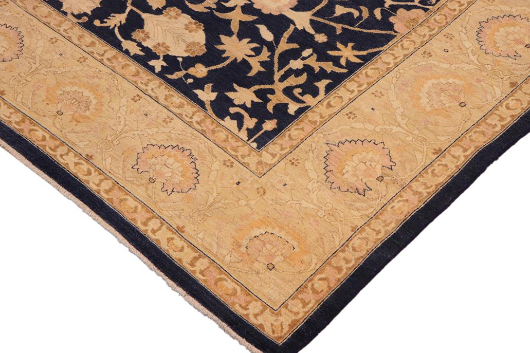 handmade Traditional Kafkaz Blue Gold Hand Knotted RECTANGLE 100% WOOL area rug 10 x 14