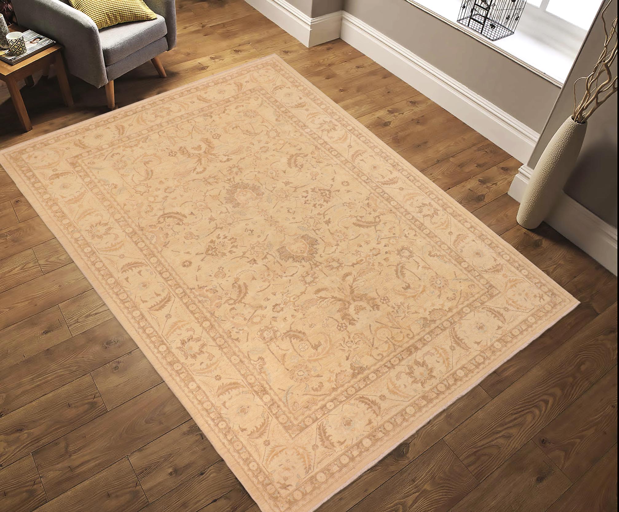 handmade Traditional Kafkaz Tan Beige Hand Knotted RECTANGLE 100% WOOL area rug 10x14