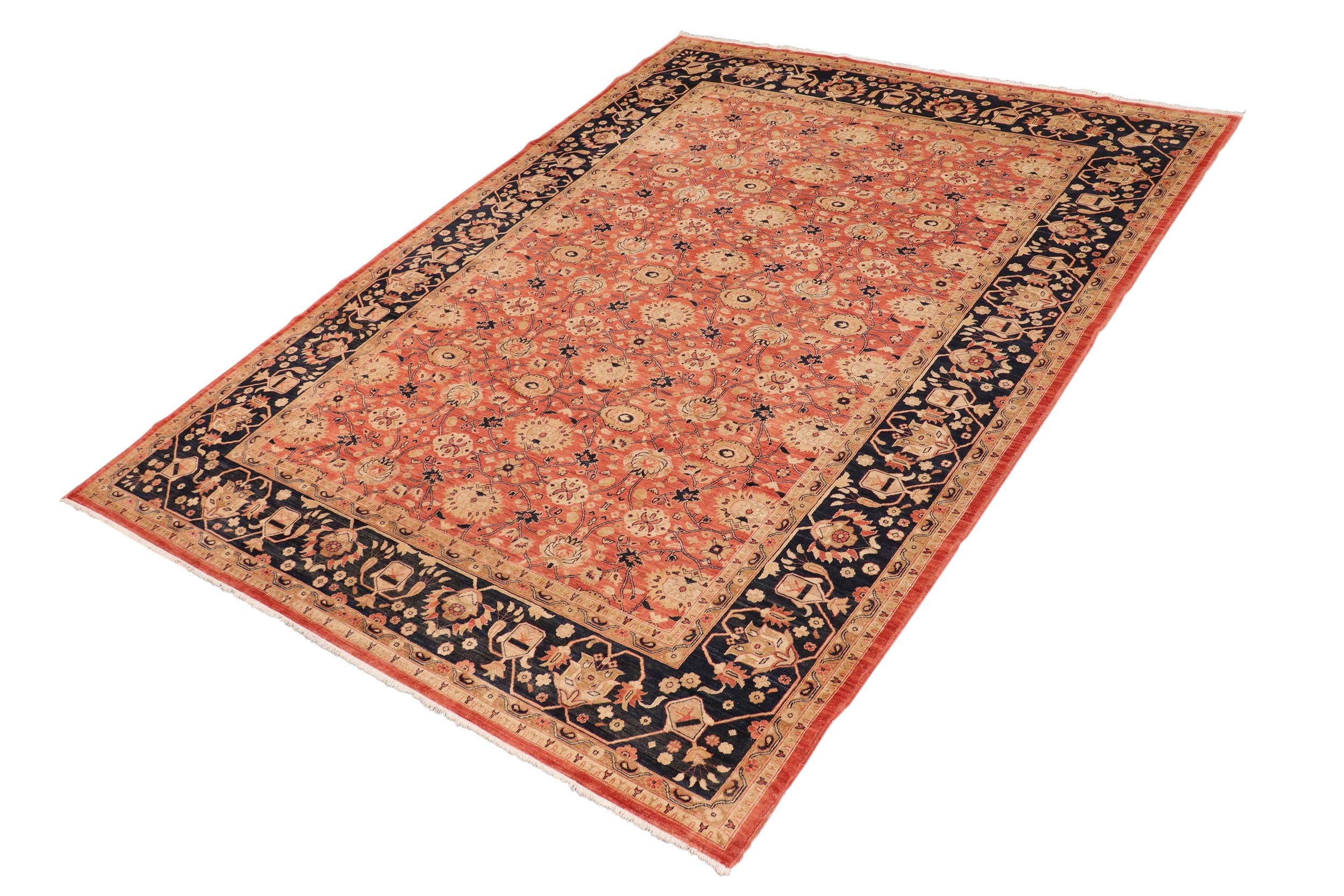 handmade Transitional Kafkaz Red Blue Hand Knotted RECTANGLE 100% WOOL area rug 10' x 13'