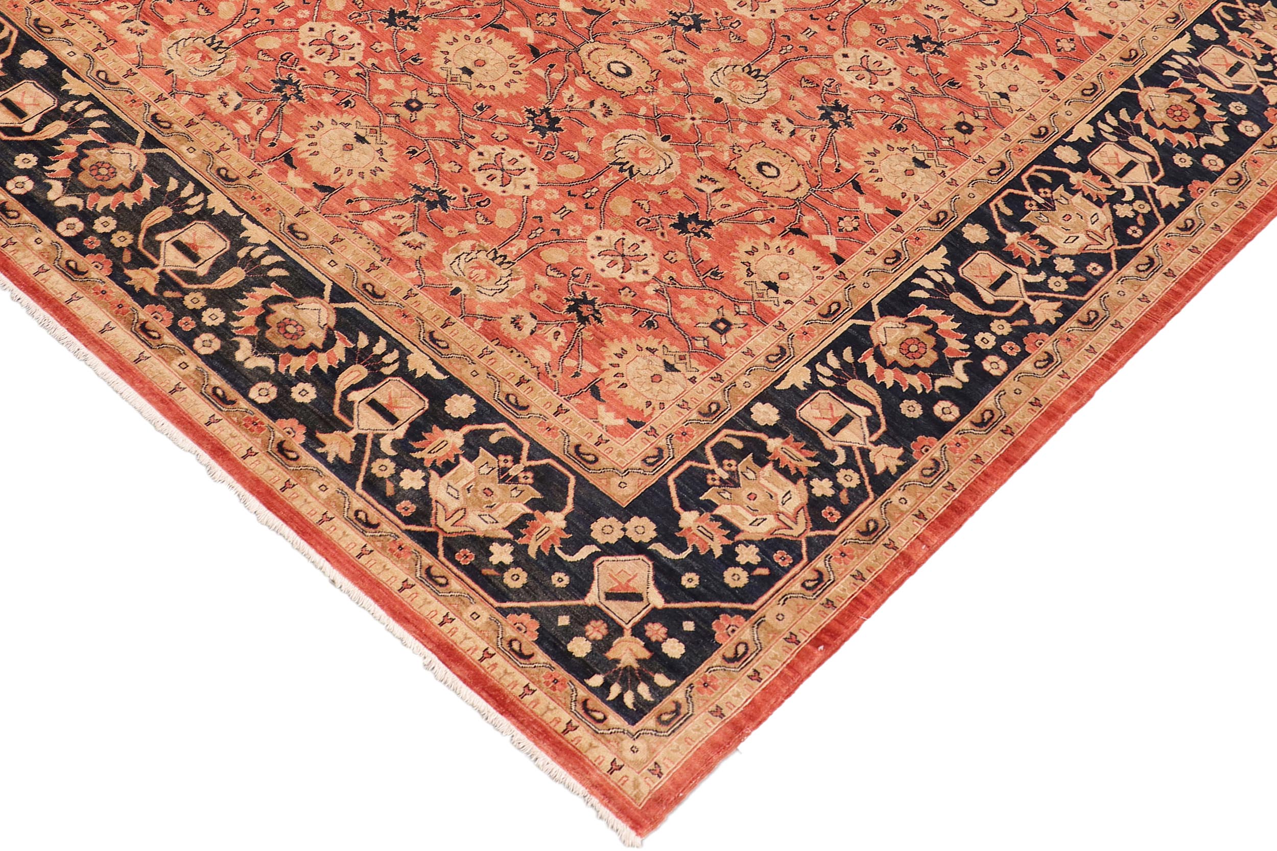 handmade Transitional Kafkaz Red Blue Hand Knotted RECTANGLE 100% WOOL area rug 10' x 13'