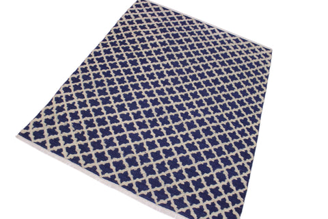 handmade Geometric Moroccan Hi Blue Ivory Hand Knotted RECTANGLE 100% WOOL area rug 10' x 12'