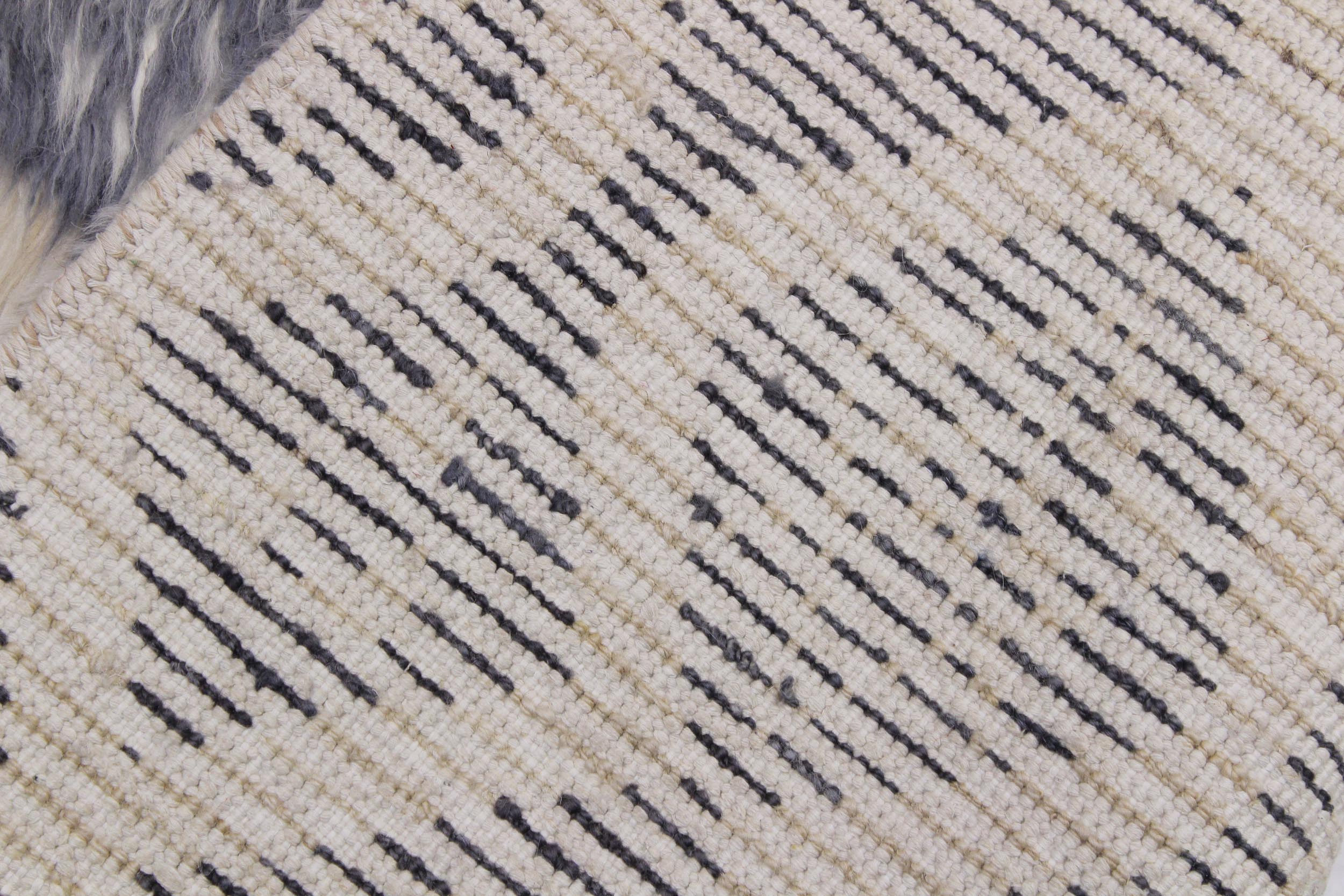 handmade Geometric Moroccan Gray Ivory Hand Knotted RECTANGLE 100% WOOL area rug 3' x 5'