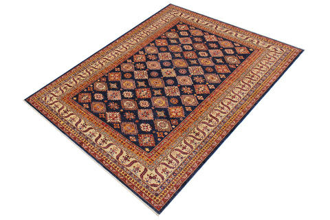 handmade Geometric Super Kazak Blue Beige Hand Knotted RECTANGLE 100% WOOL area rug 9' x 12'